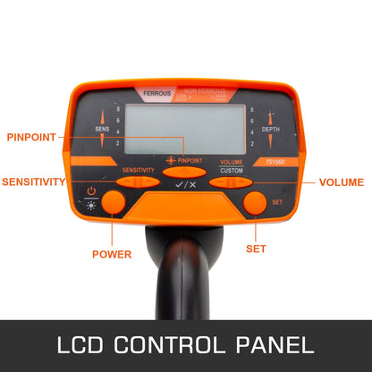 Waterproof Metal Detector with LCD Display & Headphones