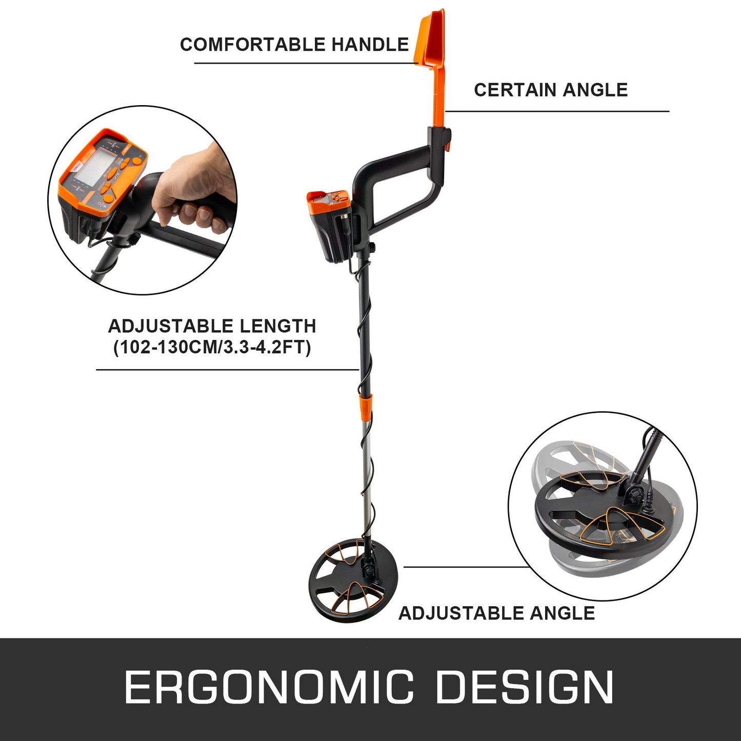 Waterproof Metal Detector with LCD Display & Headphones